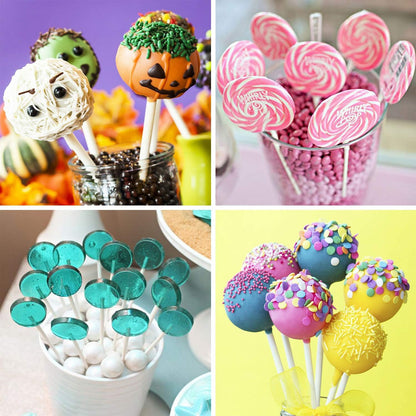 300PCS Lollipop Cake Pop Treat Bag Set Including 100pcs Parcel Bags, Papery Treat Sticks, Gold Metallic Twist Ties for Making Candies, Chocolates and Cookies
