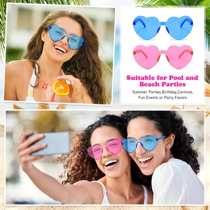 Matcheck 16 Heart Shaped Rimless Sunglasses Transparent Candy Colored Glasses Frameless Party Eyewear for Women