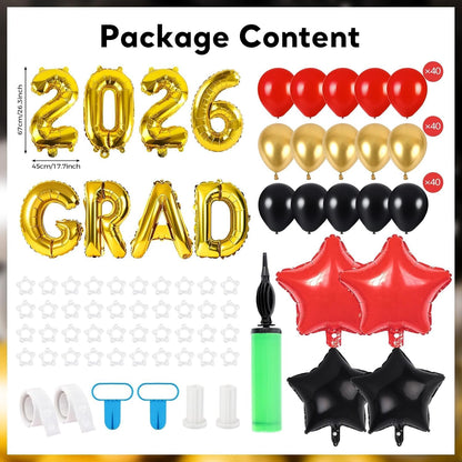 2 Sets Graduation Balloon Column Stand Kits with Balloons 2026 Grad Themed Decoration Navy Blue Balloon Tower Stand Kit for Grad High School & College Celebration Party Decor
