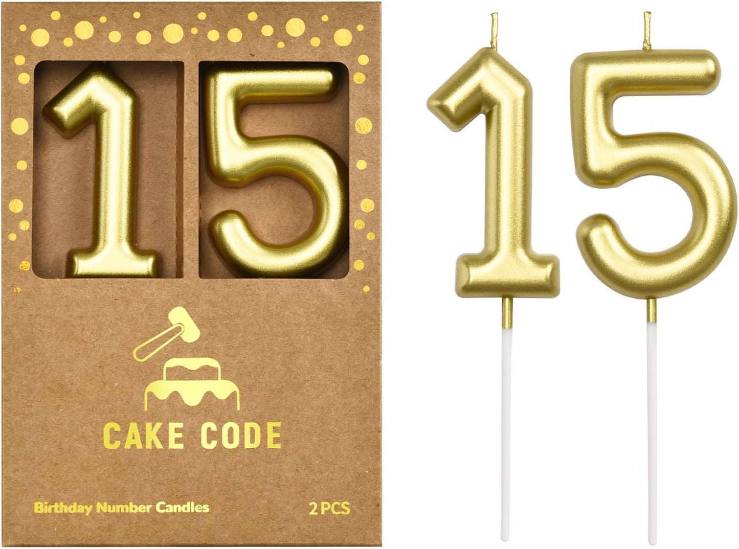 2.76 Inch Classical Gold 5 Number Birthday Candles, Gold Number Candles, Cake Number Candles, Party Celebration