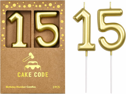 2.76 Inch Classical Gold 5 Number Birthday Candles, Gold Number Candles, Cake Number Candles, Party Celebration