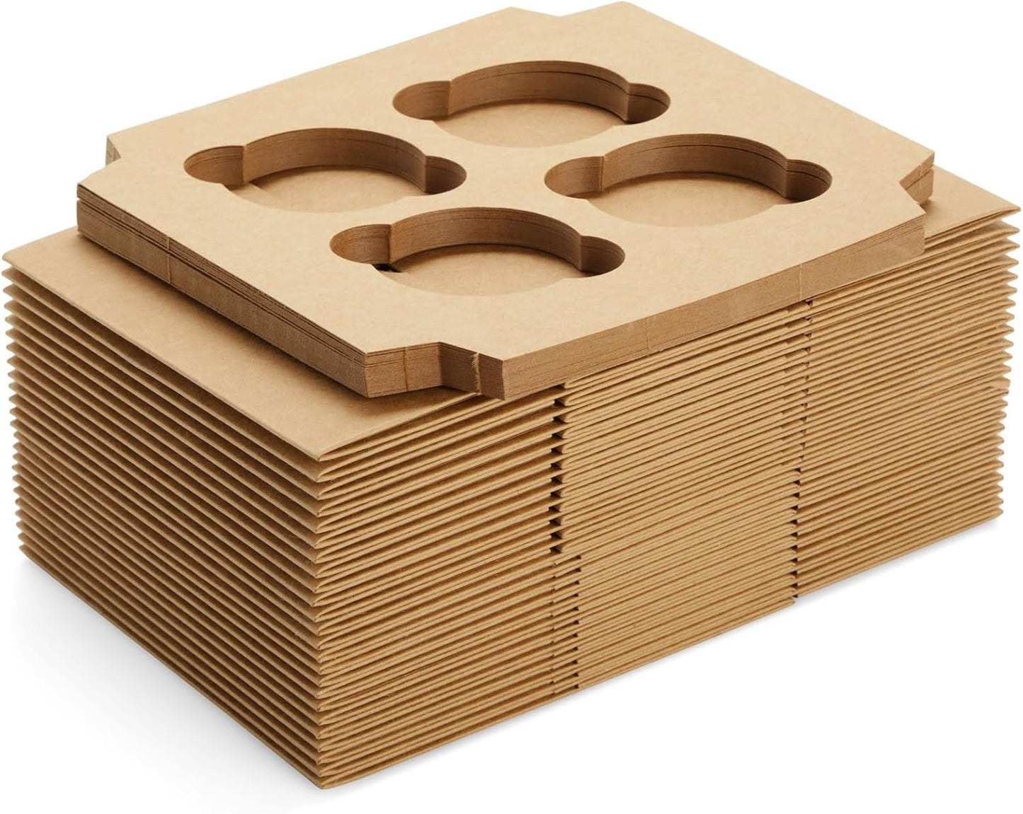 Juvale Cupcake Boxes - 6 x 6 in, 24 Count, Brown - 4-Cup Insert & Clear Window Cupcake Containers & Muffin Boxes
