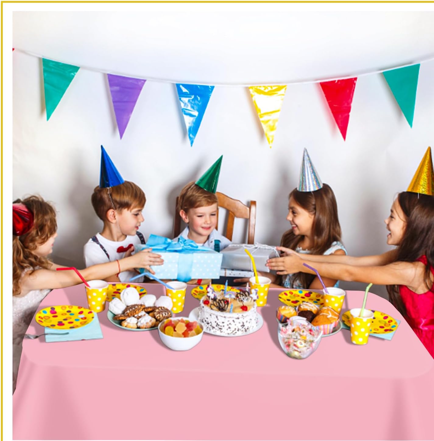 tujol Royal Blue 6 Pack Plastic Table Cloth 54" x 108", Disposable Tablecloths Rectangle Table Cover, Plastic Tablecloths for Parties