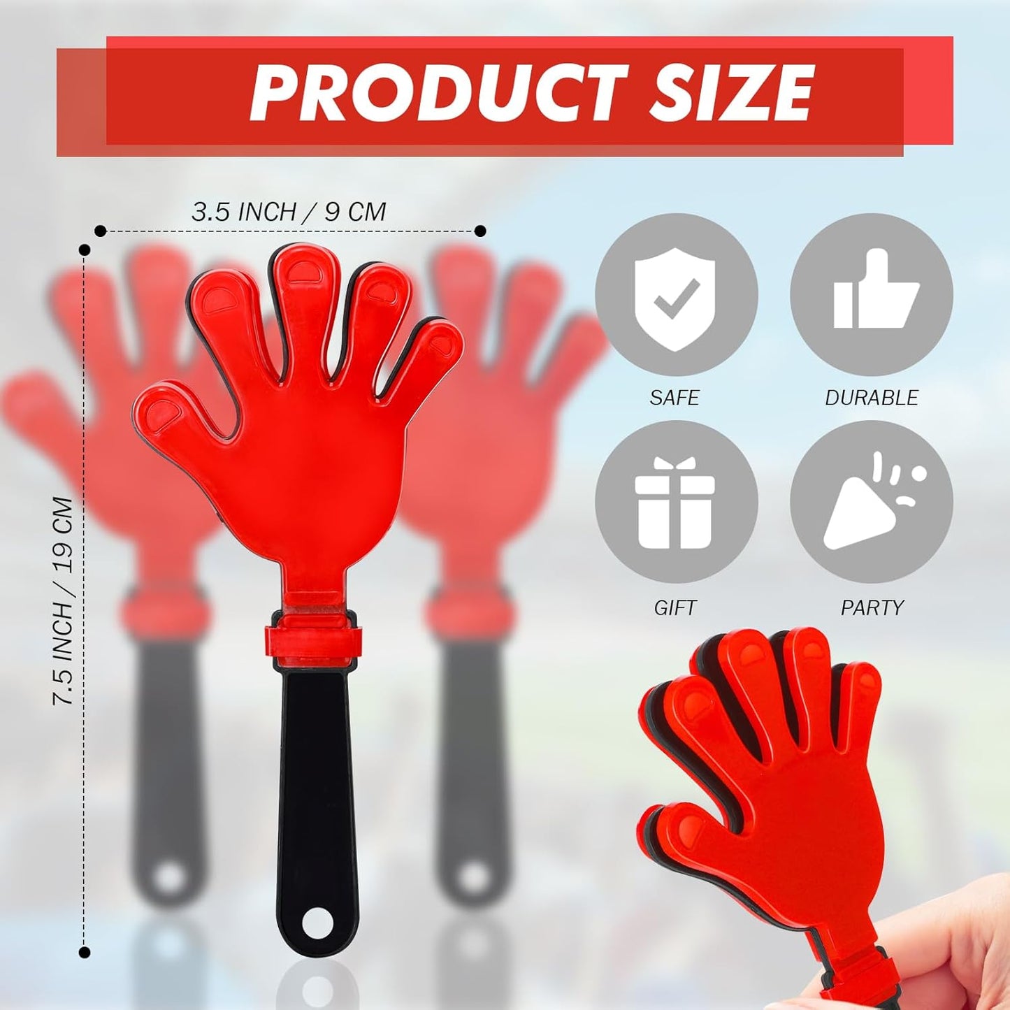48 Pack Hand Clappers 7.5 Inch Noisemakers Bulk for Team Sports School Events Party Favors(Blue and White)