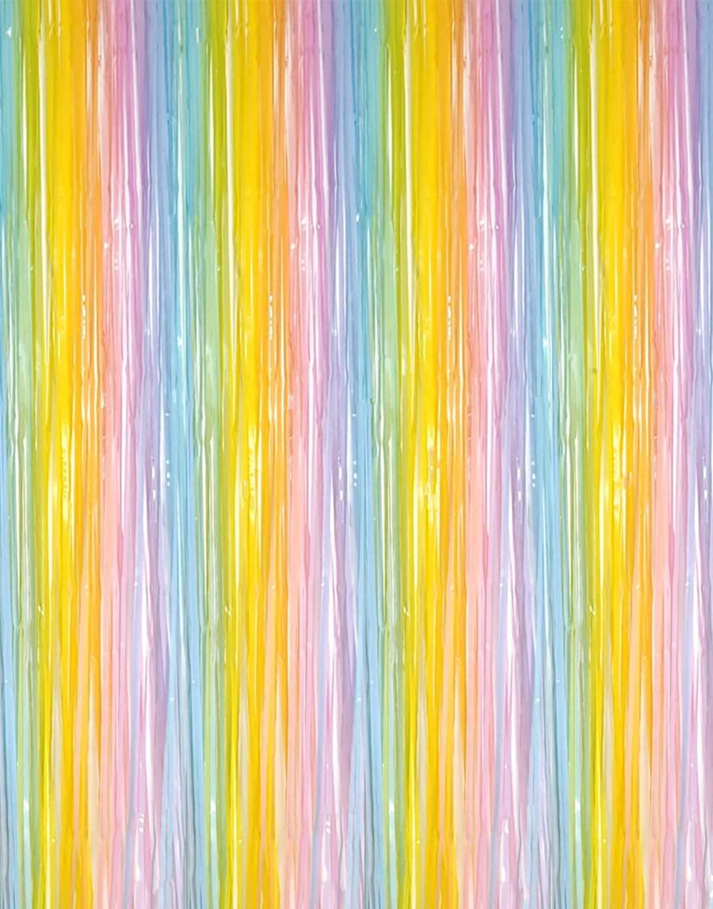 i-CHONY 2 Pcs 3.2ft x 8.2ft Champagne Gold Metallic Tinsel Foil Fringe Curtains Photo Booth Backdrop for Baby Shower Birthday Wedding Holiday Celebration Bachelorette Party Decorations