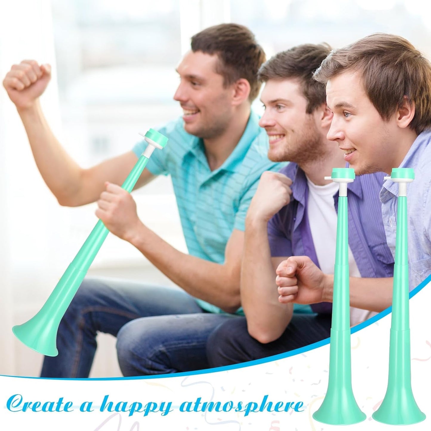 6 Pcs Stadium Horn for Adult, 21 Inch Vuvuzela Plastic Collapsible Cheering Trumpets for Sporting Events Football Carnival Party, Red
