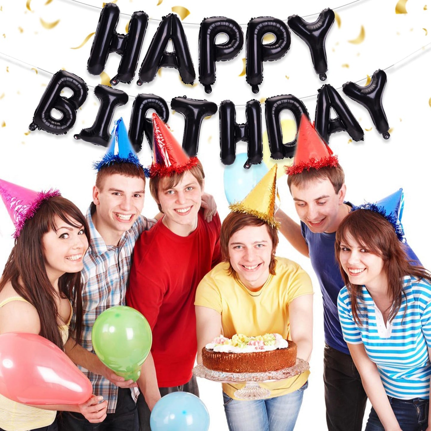 PIGETALE Happy Birthday Banner, 16 Inch Mylar Foil Letters Sign Bunting Happy Birthday Balloon Letters Balloons Reusable Ecofriendly Material for Girls Boys Kids Women Men (Hot Pink)