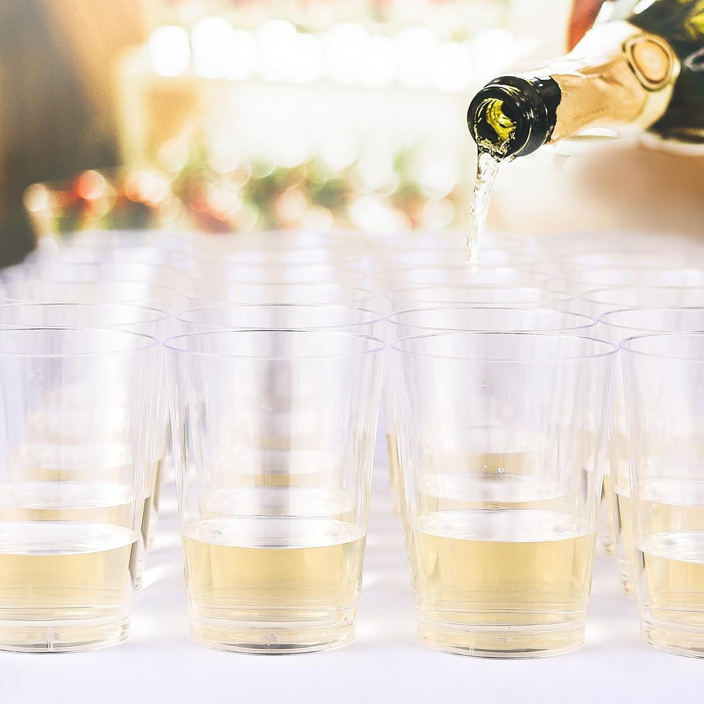 JOLLY CHEF 100 Pack 12 oz Gold Plastic Cups, Disposable Gold Cups, Heavy-duty Party Glasses for Wedding, Thanksgiving, Christmas Parties