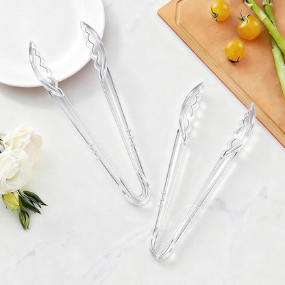 Mwellewm 24 Pc Plastic Tongs for Serving 9 Inch Bulk Reusable or Disposable Tongs Heavy Duty Hard Serving Utensils Set Large Salad Tong for Kitchen Party Food Buffet Appetizer BBQ Event Catering Black