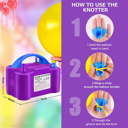 QIPUMP Balloon Pump Electric,110V 600W Balloon Blower Inflator Dual Nozzle Air Pump Balloons Inflator for Decoration, Party, Sport,Gifts:2 Balloon Tying Tools