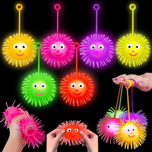 Basytodio 24 PCS Light Up Balls Party Favors for Kids 4-8 8-12 Sensory Squeeze Toys Bulk LED Puffer Balls Classroom Kids Prizes Goodie Bags Stuffers Pinata Fillers Birthday End of Year Students Gifts