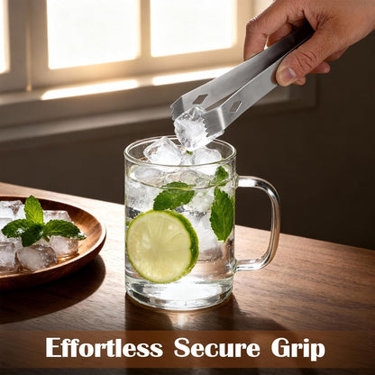 4 Pcs Small Metal Tongs, 6 Inch Stainless Steel Ice Tongs Food-Grade Serving Tongs for Ice Serving Food Sugar Party Coffee Bar (Silver)