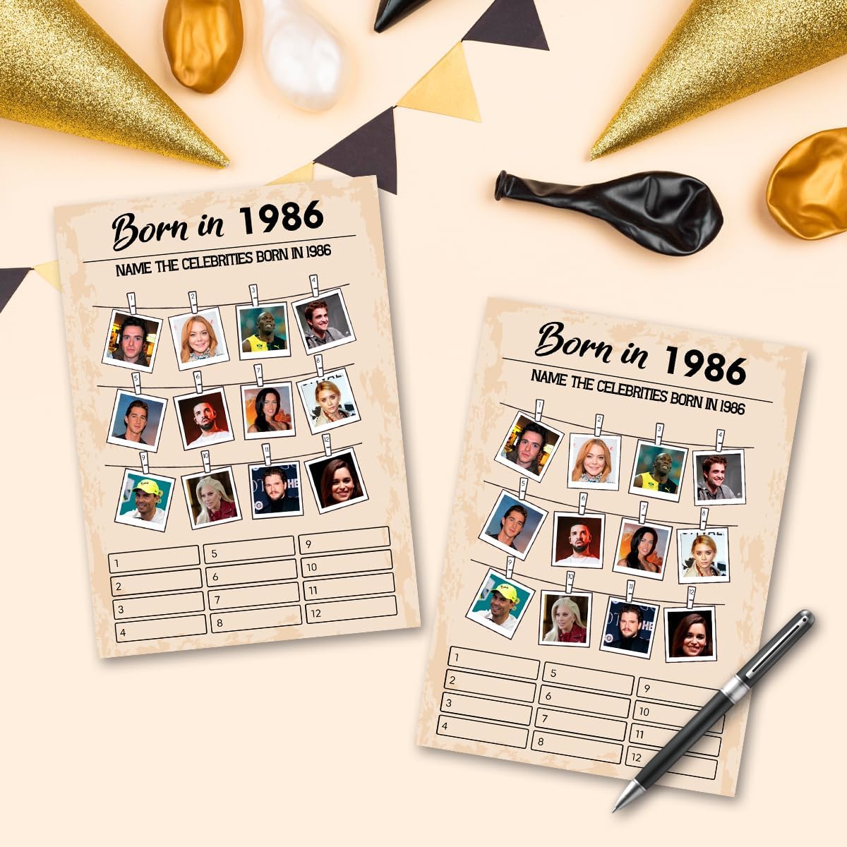 QUPT 40th Birthday Party Games, Movies in 1986 Games, Birthday Party Supplies for Adults, Fun 1986s Party Game，Pack of 30 Cards