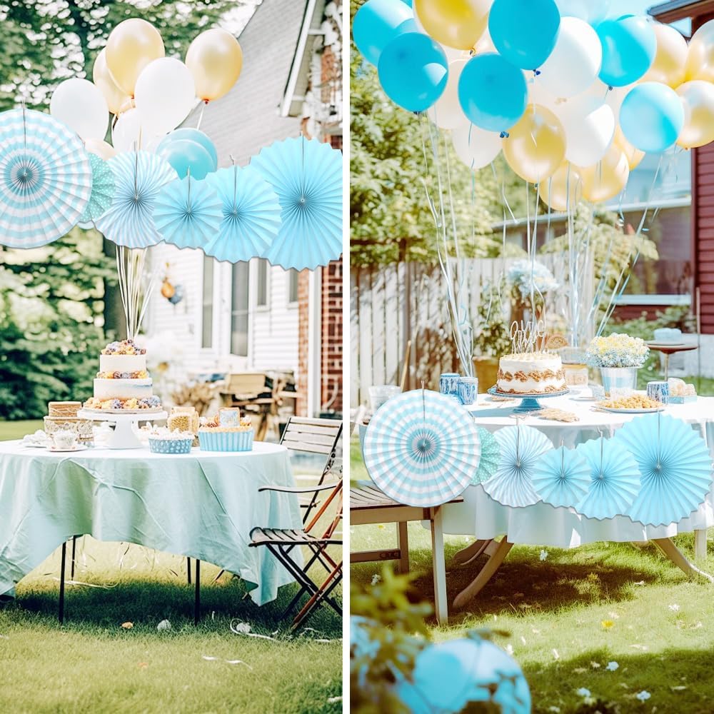 Hocansen 6PCS Paper Fan Garland Paper Fans Party Decorations 8/12/16in Hanging Papers Fans Set Round Papers Fans Pattern Garland for Birthday, Wedding (ZS/Pink)