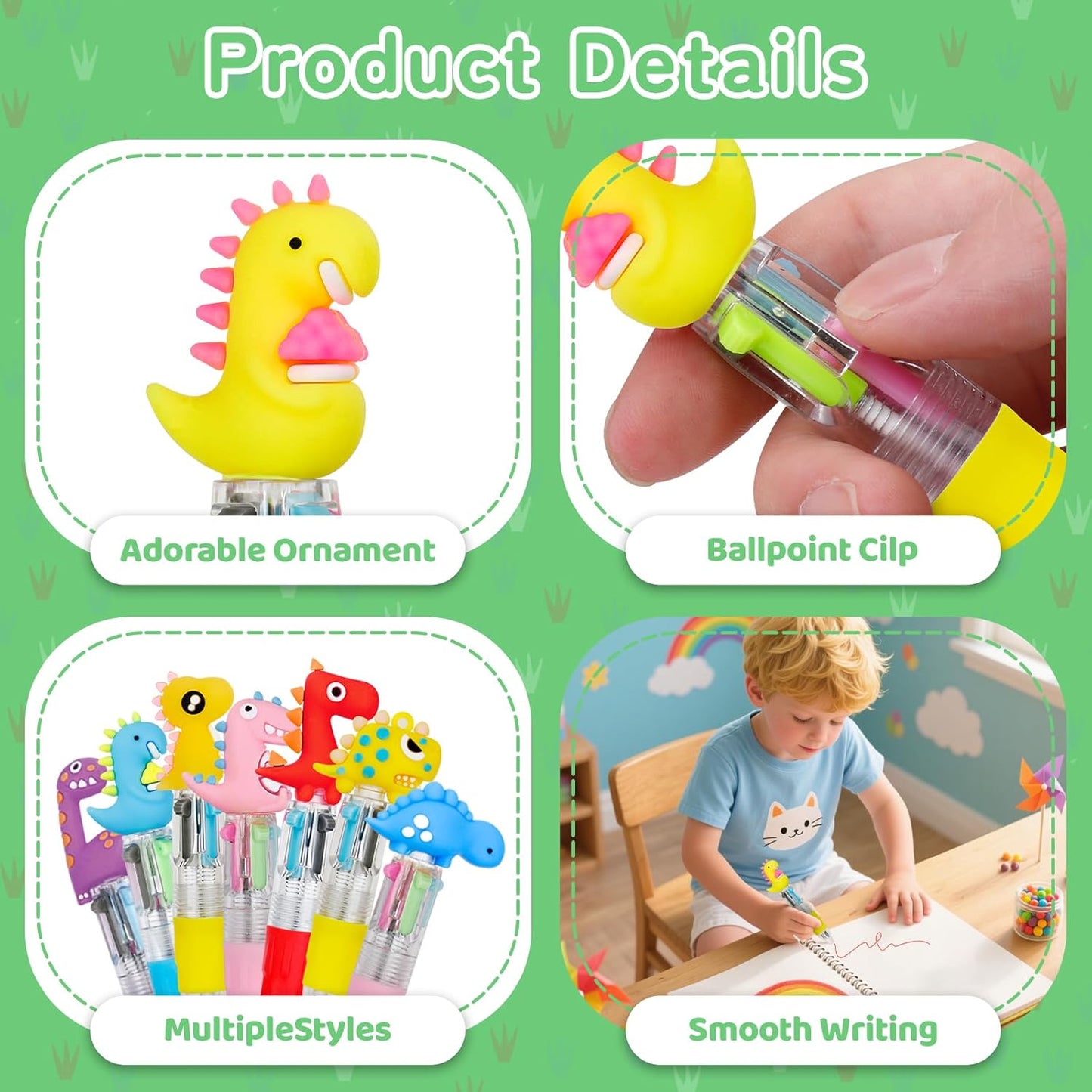 CZWZ 20Pcs Mini Multicolor Pens in One 4-in-1 Cute Pens Bulk for Kids, Fun Kawaii Ballpoint Pens for Birthdays and Children's Party Favors Gifts Teacher School Supplies
