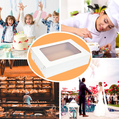 JJO 26x18x5 Inch Full Sheet Cake Boxes with Thick Cake Boards,5 Pack-Large Bakery Boxes Corrugated Rectangle Cake Boxes for 26x18 Inch Sheet Cake,Donuts,Brownie,Pastry Baking,Muffins,Cupcake