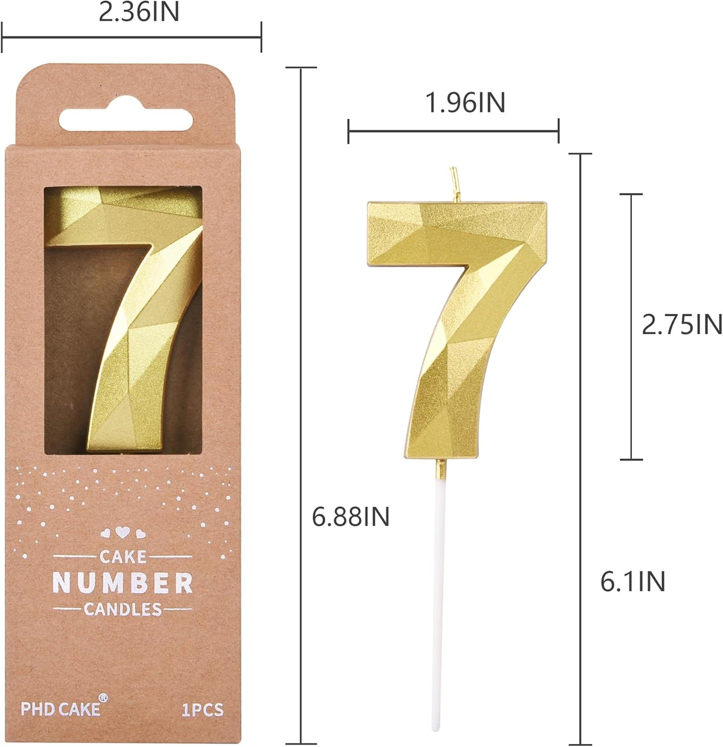 PHD CAKE 2.76 Inch Crystal Black 9 Number Birthday Candles, Black Number Candles, Cake Number Candles, Party Celebration