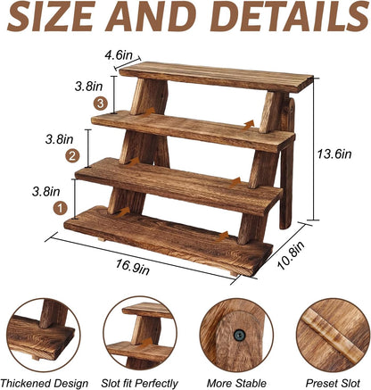 Wooden Cupcake Stand - 4 Tier Cupcake Display Stand, Rustic Tiered Display Stand, Tool Free Installation Cupcake Stand for Baby Shower Decorations Birthday Party Supplies