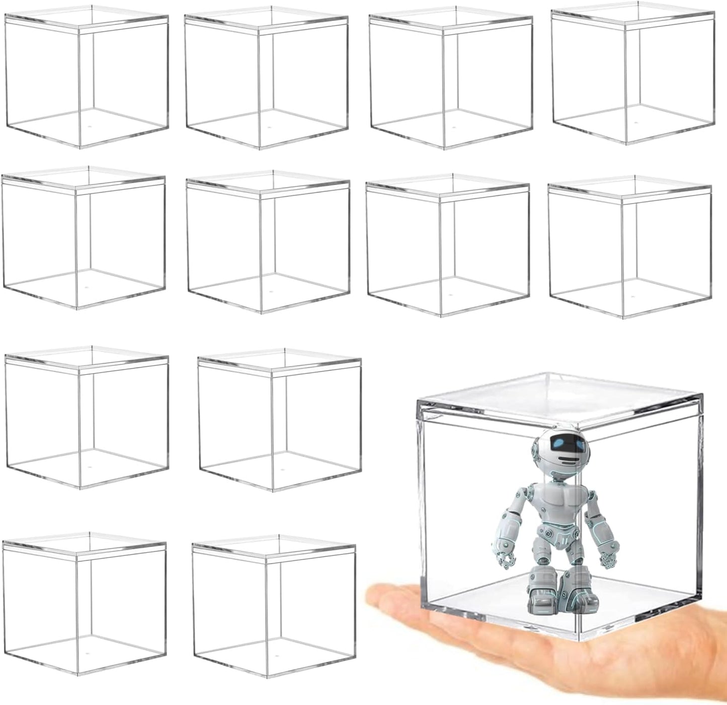 KissYou Acrylic Box Clear Boxes with Lid 12 Packs Small Candy Box Display Square Cube Wedding Graduation Party Decorations Jewlry Gift Box