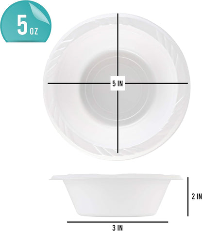 100 Count Disposable 12 ounce White Plastic Soup Bowls