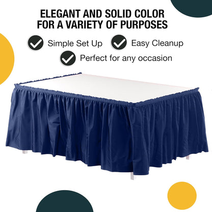 Exquisite Ruffle Table Skirt Black 6 Pack 14 Ft Long Table Skirts for Rectangle Tables 6ft Plus or Round Tables Skirts with Adhesive Strip for Gender Reveal Decor & Happy Birthday Parties