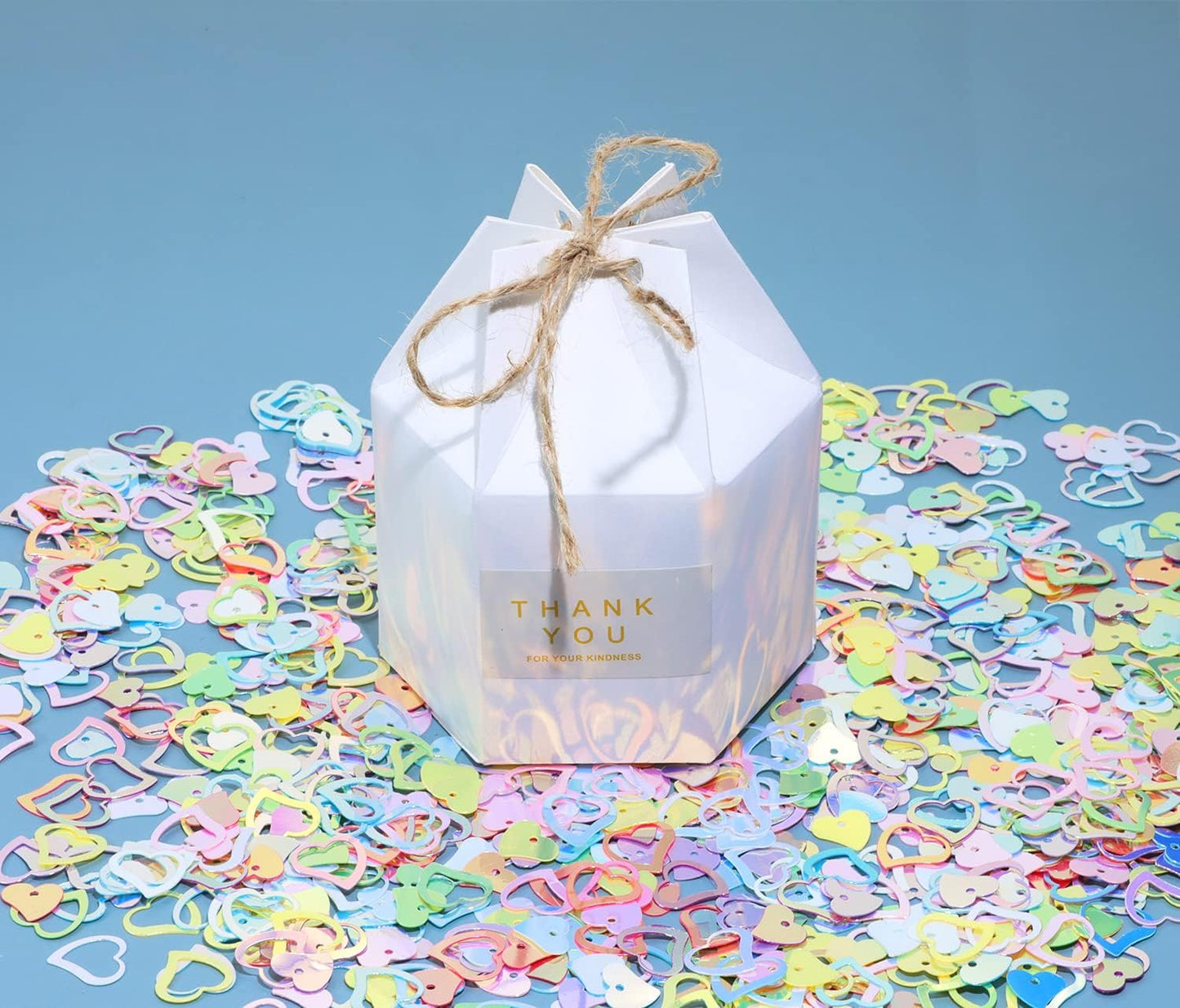 ONLYKXY 1200Pcs Love Heart Shaped Confetti, Table Wedding Decoration, Glitter Confetti for Wedding Party (Silver)