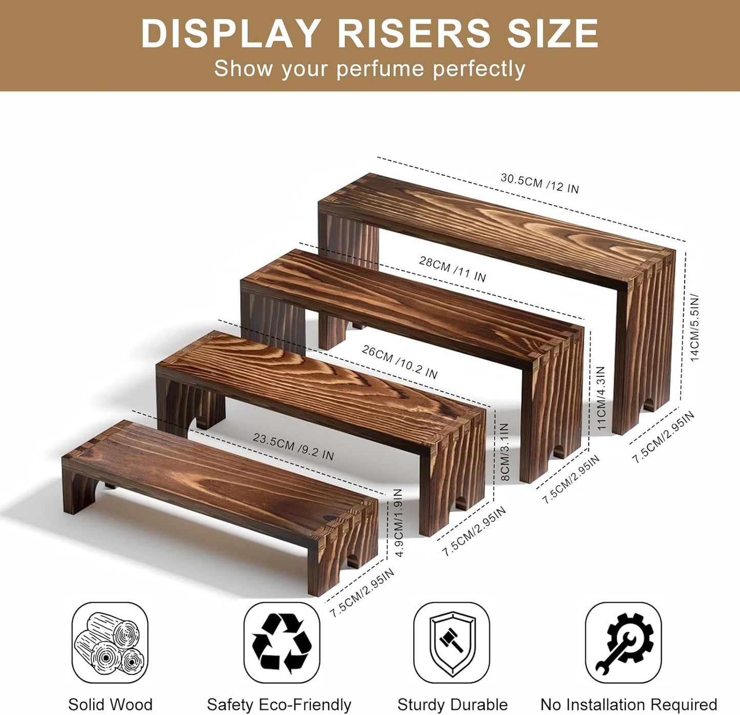 2 Set Wooden Tiered Risers Display Stands for Vendor Events,Stackable Wood Cupcake Display Stand,Farmhouse Decor Wood Dessert Table Display Set,Vendor Booth Display Items,Food Display Risers for Party