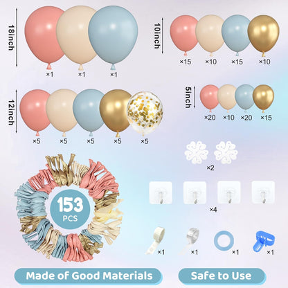 Amandir 153pcs Pink Purple Balloon Garland Arch Kit, Different Sizes 18 12 10 5 inch Pink Purple Red Latex Metallic Confetti Purple Balloons for Girl Women Birthday Bridal Baby Shower Party Decoration