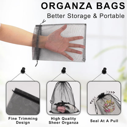 ANZNKU 50PCS Organza Bags 6x9 Large White Gift Bags for Candy Goodie Sachet Jewelry, Mesh Bag Drawstring Sheer Packaging Pouches for Wedding Favors Mother's Day Birthday Party Baby & Bridal Shower