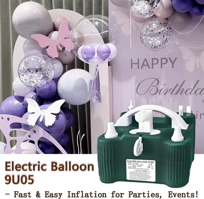 4-in-1 Electric Balloon Pump,Portable Electric Air Balloon Blower Machine for All Balloons, Air Pump for Sports Balls, Inflator& Deflator for Inflatables（Green）