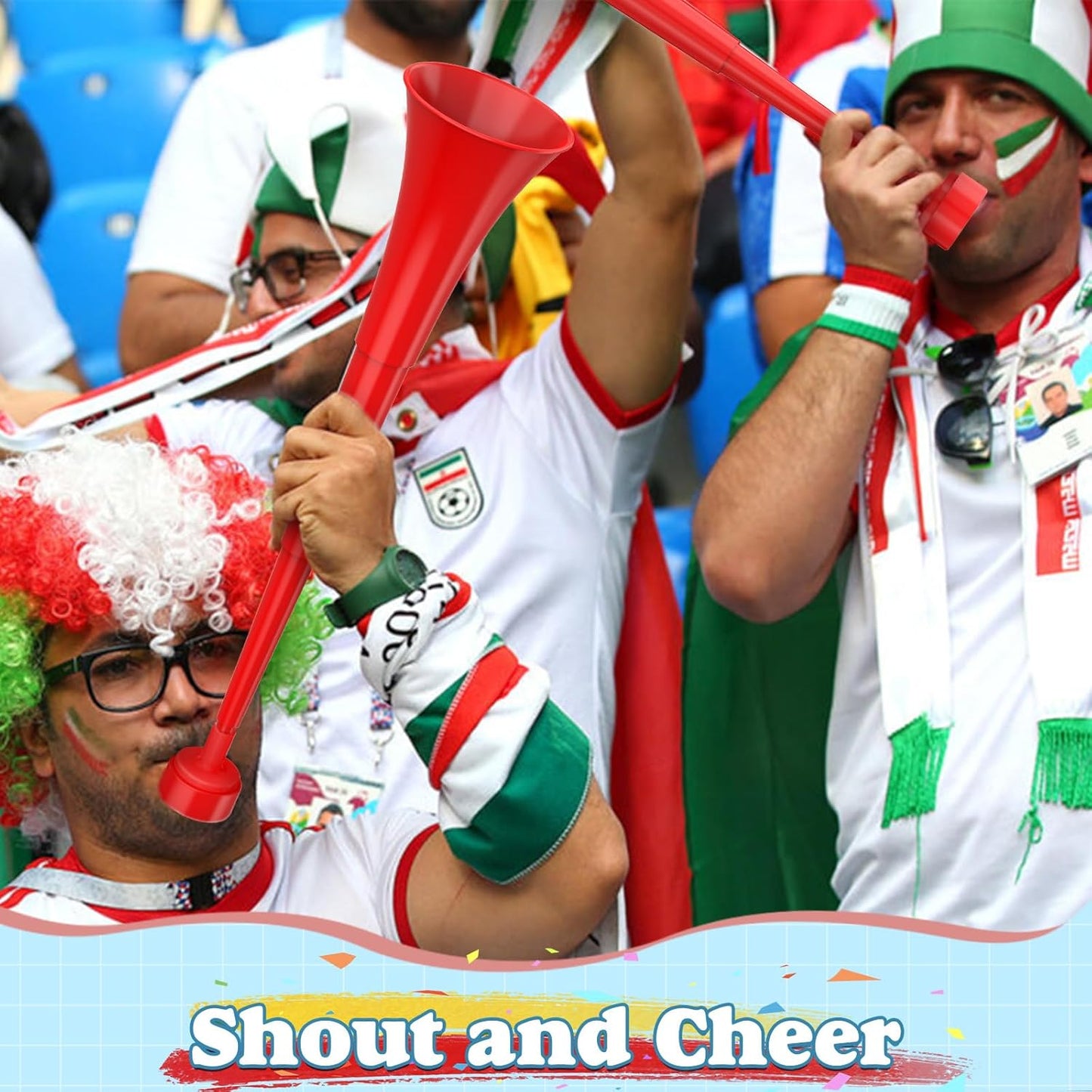 Stadium Horn for 2026 World Cup, Vuvuzela Plastic Trumpet Collapsible Cheering Blow Horns Loud Soccer Noise makers for Sporting Events Football Games Carnival Fun Birthday Party Favors - 1PCS (Blue)