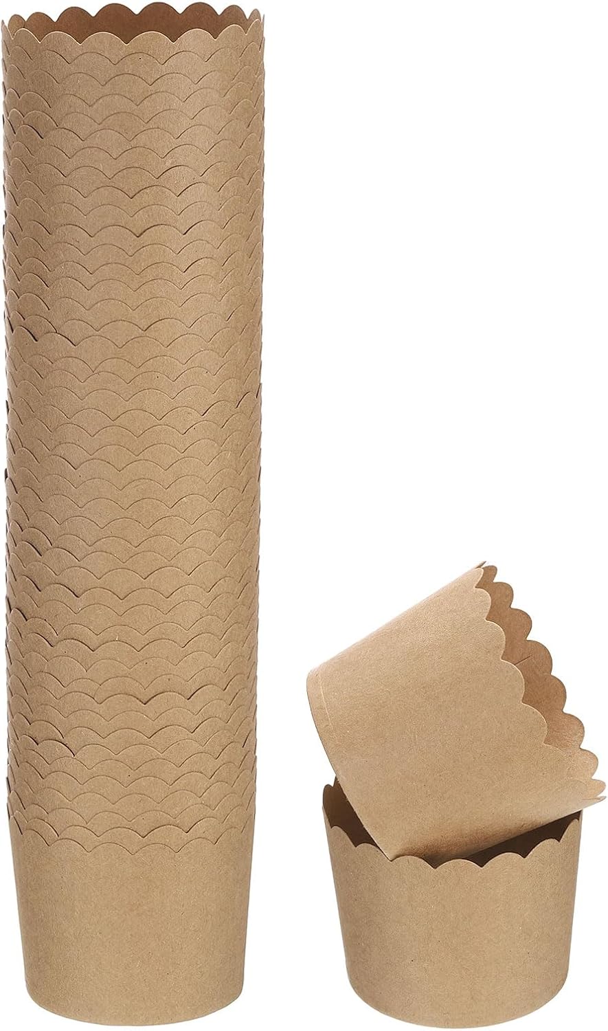 HARFINGTON 50Pcs Paper Baking Cups 6oz Brown Kraft Paper Muffins Liners Cupcake Greaseproof Disposable Bulk Wrappers for Wedding Birthday Graduation