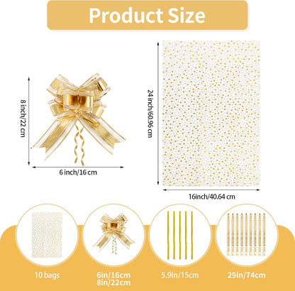 100 Pcs Star Printed 5"X 7" Gift Wrap Cello Cellophane Treat Bags Party Favor bags Clear Candy Cookie Bag Plastic Poly Goodie Storage Bag with Twist Ties for Bakery,Birthday, Wedding ,Party Decorations (Gold)