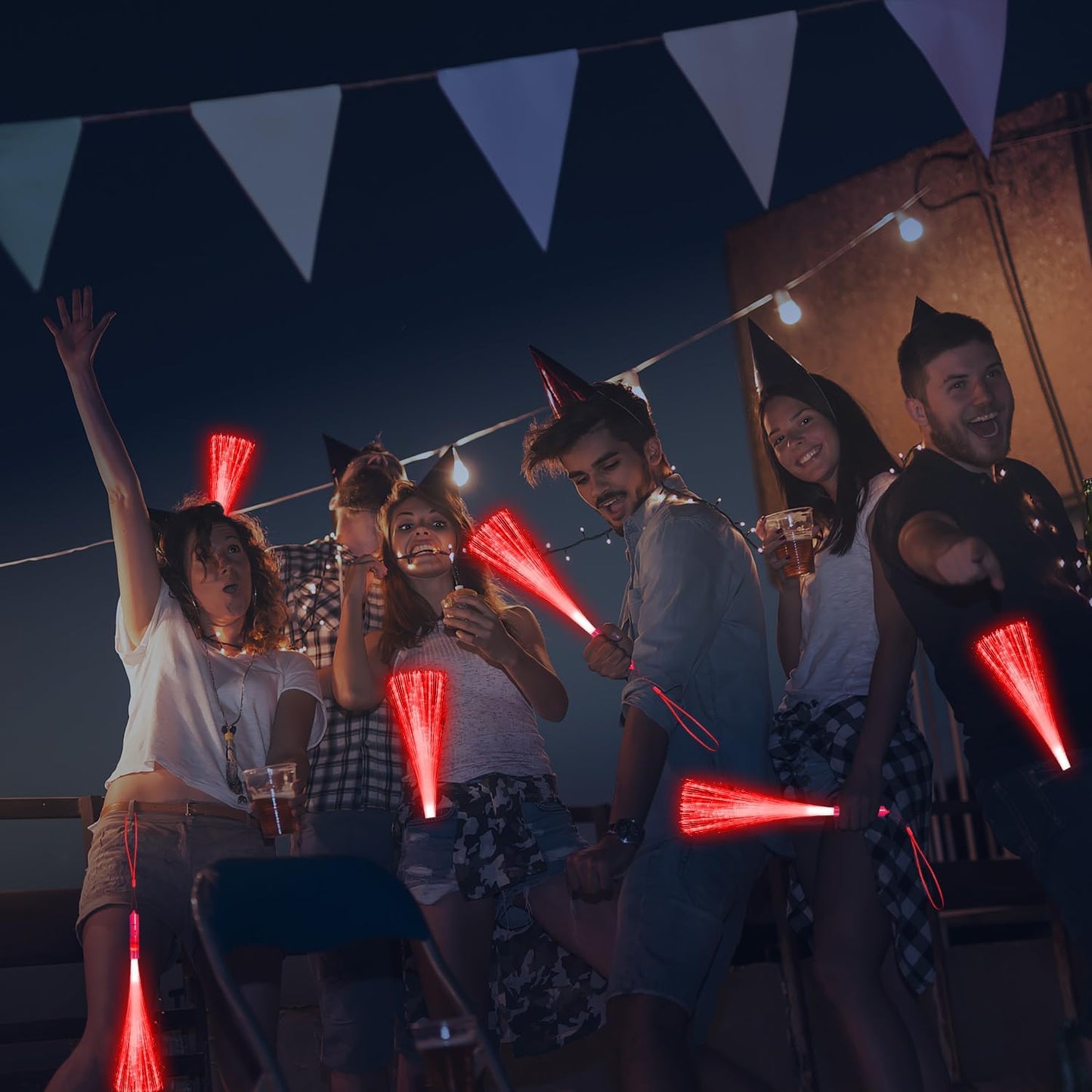 30 Pack Blue Fiber Optic Wands Glow Fiber Wands Bulk LED Light Up Wands with 3 Flashing Modes LED Flashing Sticks for July 4th Halloween Christmas Wedding Birthday Carnival Bachelor Party