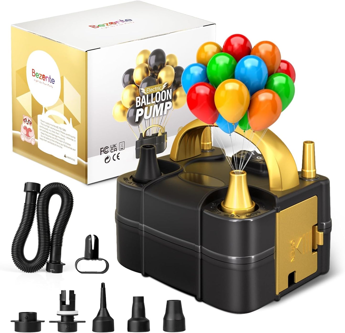 Bezente Balloon Pump Electric, Portable Balloon Inflator Pump Electric Air Pump for Balloons Dual Nozzle Electric Balloon Pump for Birthday Wedding Graduation Party Decorations