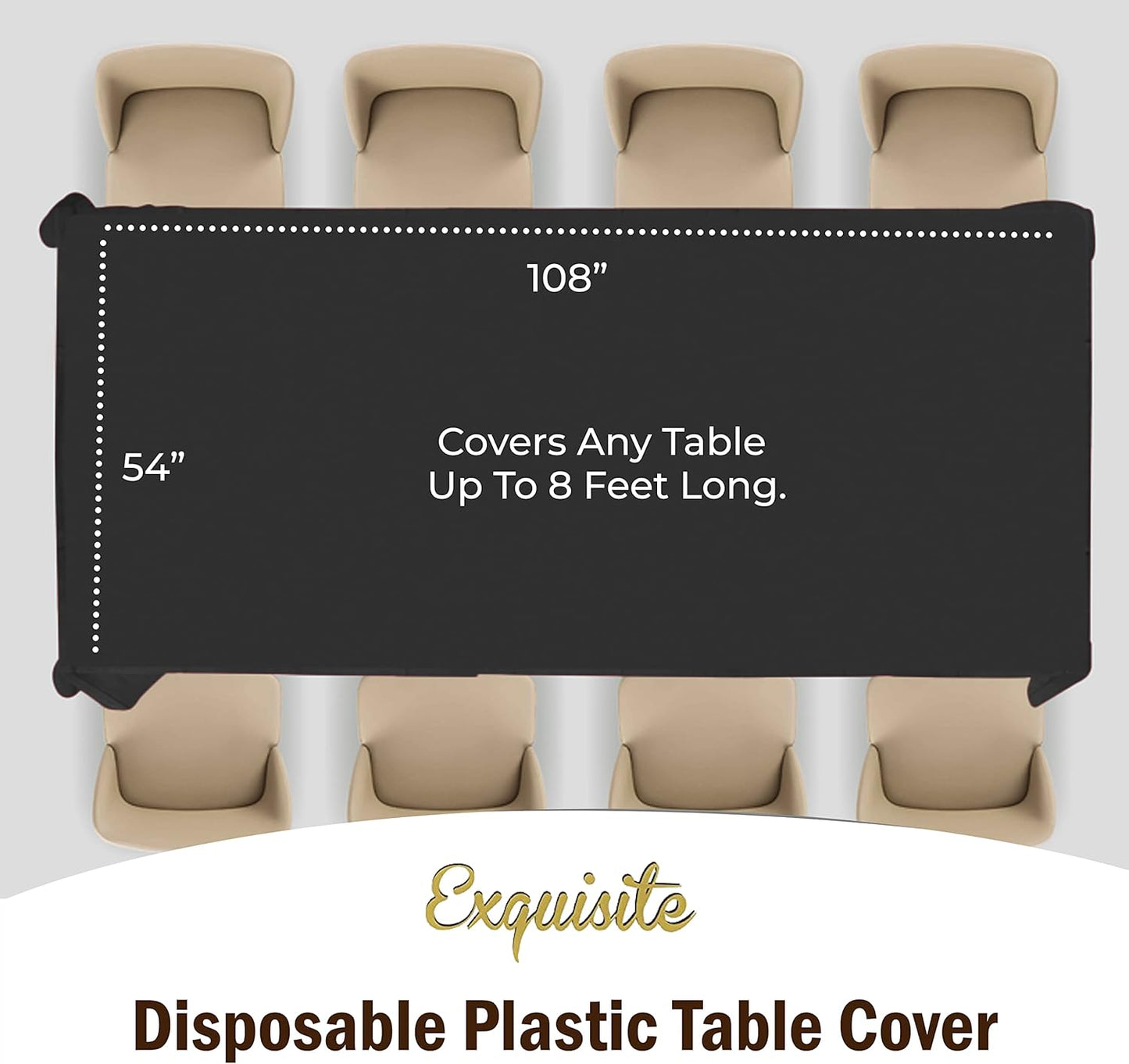 Exquisite Party Solids 6-Pack Premium Plastic Tablecloth 54in. x 108in. Rectangle Plastic Table Cover - Navy