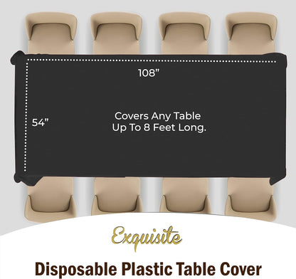 Exquisite Party Solids 6-Pack Premium Plastic Tablecloth 54in. x 108in. Rectangle Plastic Table Cover - Navy