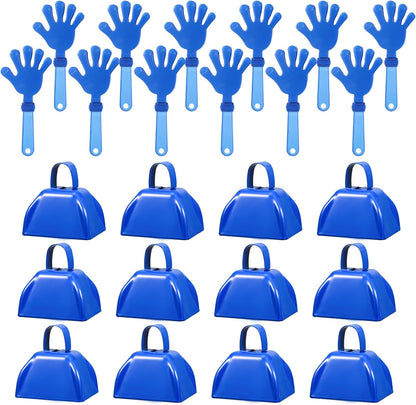24 Pcs Hand Clappers and Metal Cowbells Noise Makers Cheering Clappers Cow Bells Handle Cheers Dance Basketball Football Noise Makers Sporting Events Graduation School Sports Party (Purple)