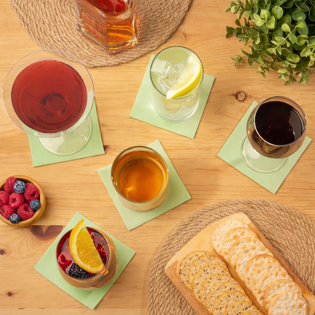 AH AMERICAN HOMESTEAD Cocktail Napkins-Disposable Beverage/Bar Napkins-White Linen-Like Square Napkins-Eco-Friendly & Compostable-Everyday Use, Party or Wedding 4.75inch x 4.75inch (100 Count, White)