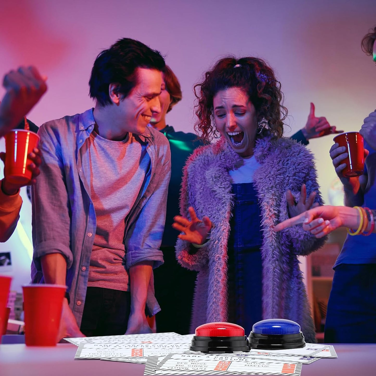 20 Pcs Retirement Friendly Feud Game Set Retirement Party Game Trivia Quiz with 18 Card 2 Buzzer for Adults Family Games Activities Party Supplies, Battery Not Included