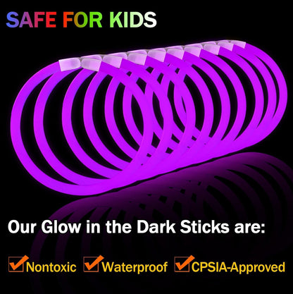 200 Pcs Red Glow Sticks Bracelet Necklaces Bulk Glow in The Dark Party Supplies 8” Light Up Stick with Connectors for Christmas Valentine's Day Easter 4th of July Party Favors Birthday Carnival
