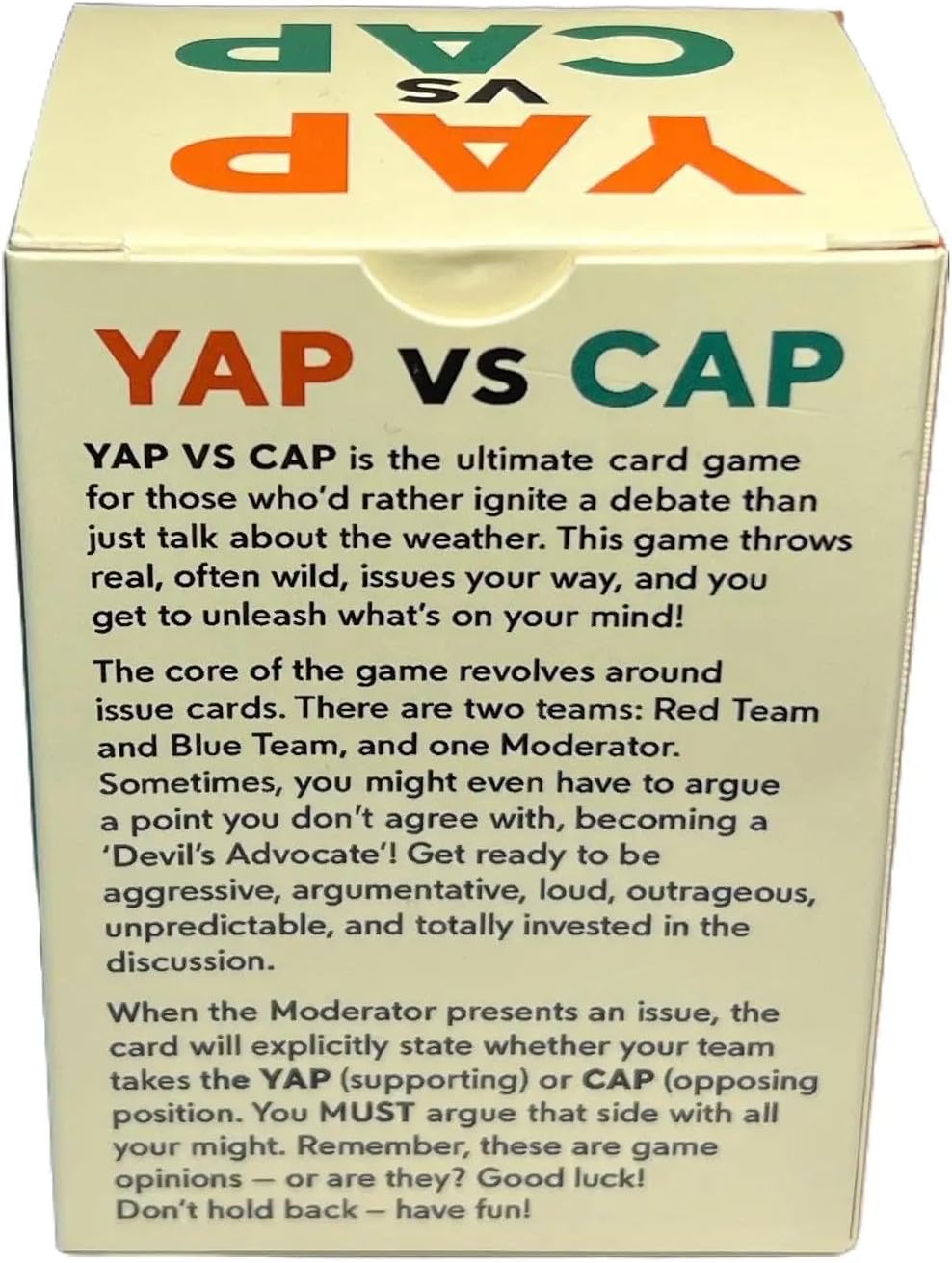 The Party Game of Yappin & Cappin - Fun Social Party Game for Gatherings with Bold Opinions and Wild Debates