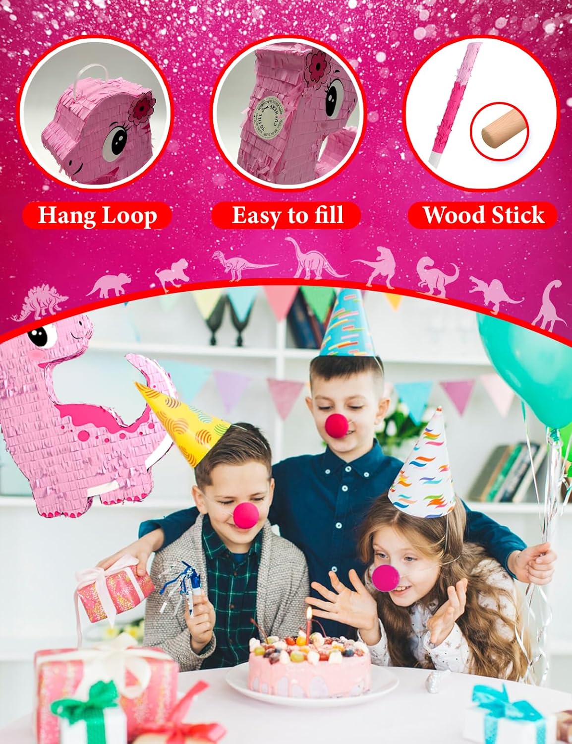 Unicorn Piñata for Birthday Party Girl, Princess Party Piñata with Wood Stick, Blindfold & Confetti, Rainbow Unicorn Birthday Decoration (15.6"x12.6"x3.1")