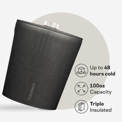 Corkcicle Insulated Ice Bucket with Lid - Stainless Steel - Summer Gift - 100 oz - Ceramic Slate