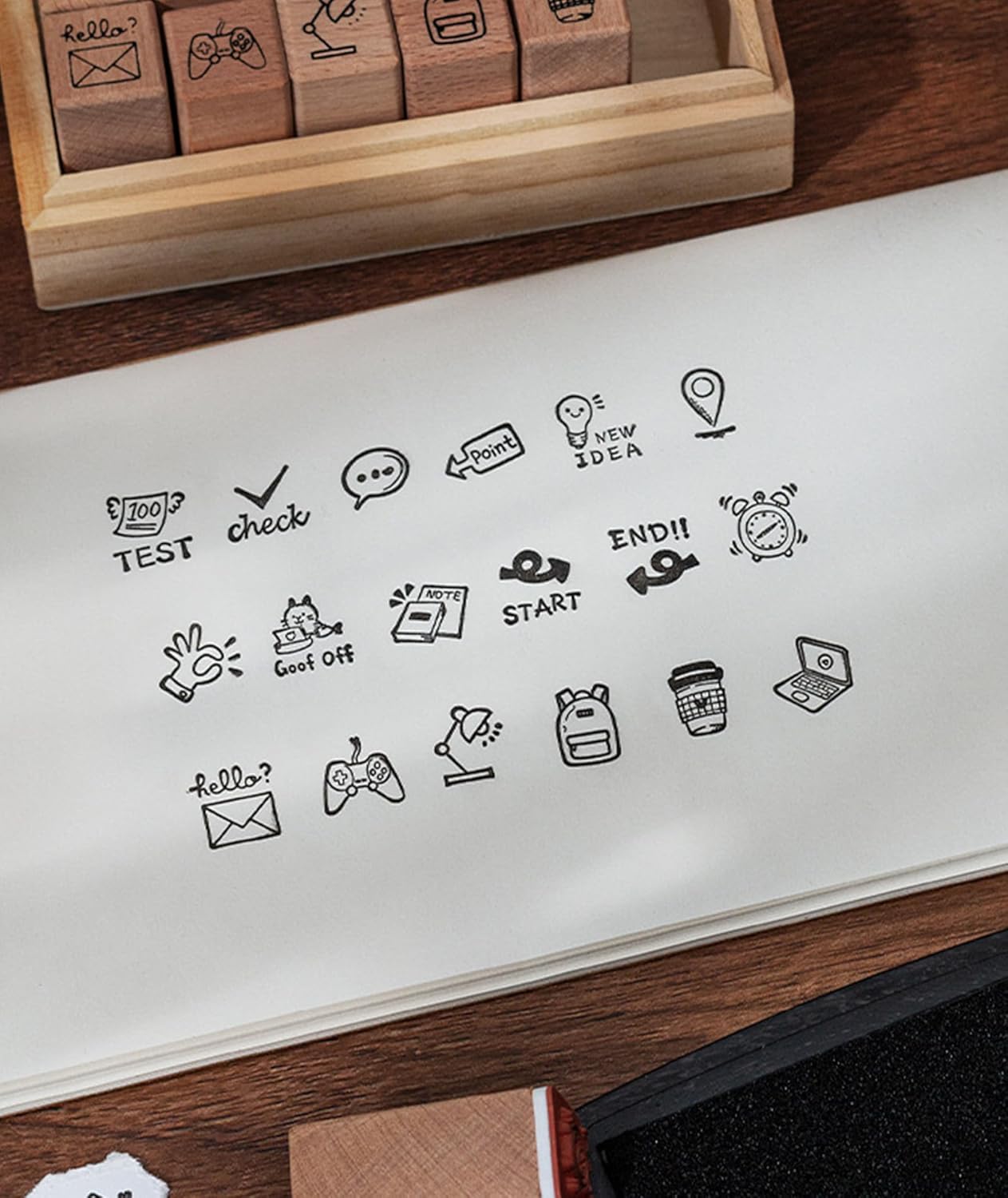 25pcs Mood Expression Wooden Rubber Stamps Kit, Cute Small Emoticon Theme Stamps for Decorative Diary Planner DIY Craft Scrapbook Card Making Letters Journal