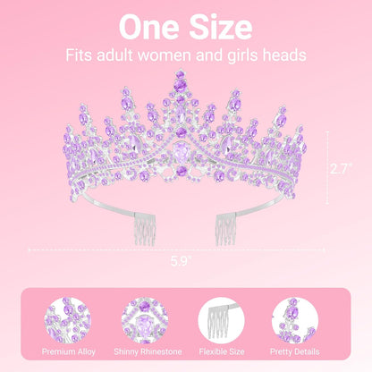 Birthday Tiara and Crown with Sash, Birthday Tiara for Women Party Silver
