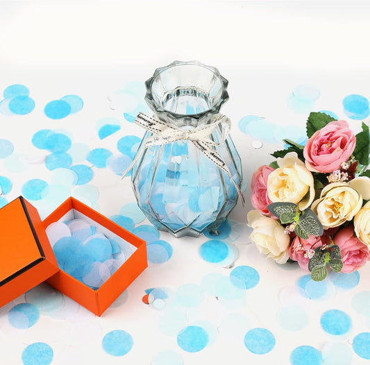 VCOSTORE 1 Inch Tissue Paper Confetti Circles,1.76oz Round Paper Table Confetti Circle Dots, Suitable for Birthday Wedding Party Decoration and Baby Shower decorations,Blue and White,5000 Pieces