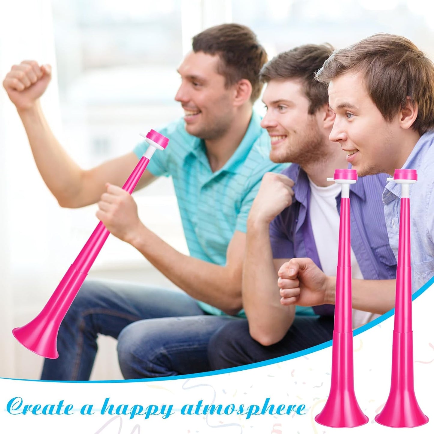 2 Pcs Stadium Horn for Adult, 21 Inch Vuvuzela Plastic Collapsible Cheering Trumpets for Sporting Events Football Carnival Party (Blue)