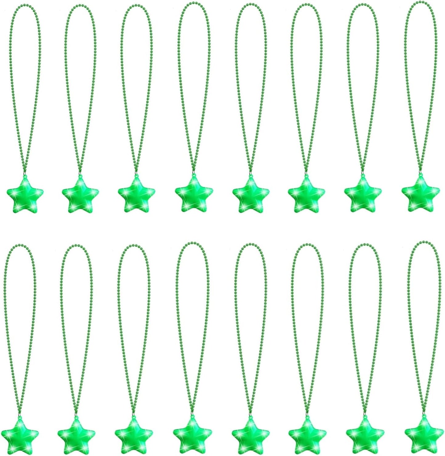 16 Pack Light Up Necklaces Flashing Star Bead Necklaces Glow In The Dark Party Supplies for Weddings Birthday Valentines Mardi Gras July 4th Halloween Christmas
