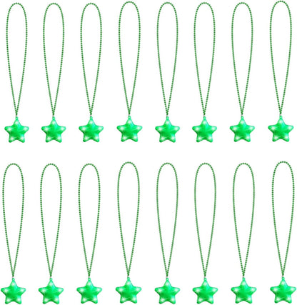 16 Pack Light Up Necklaces Flashing Star Bead Necklaces Glow In The Dark Party Supplies for Weddings Birthday Valentines Mardi Gras July 4th Halloween Christmas